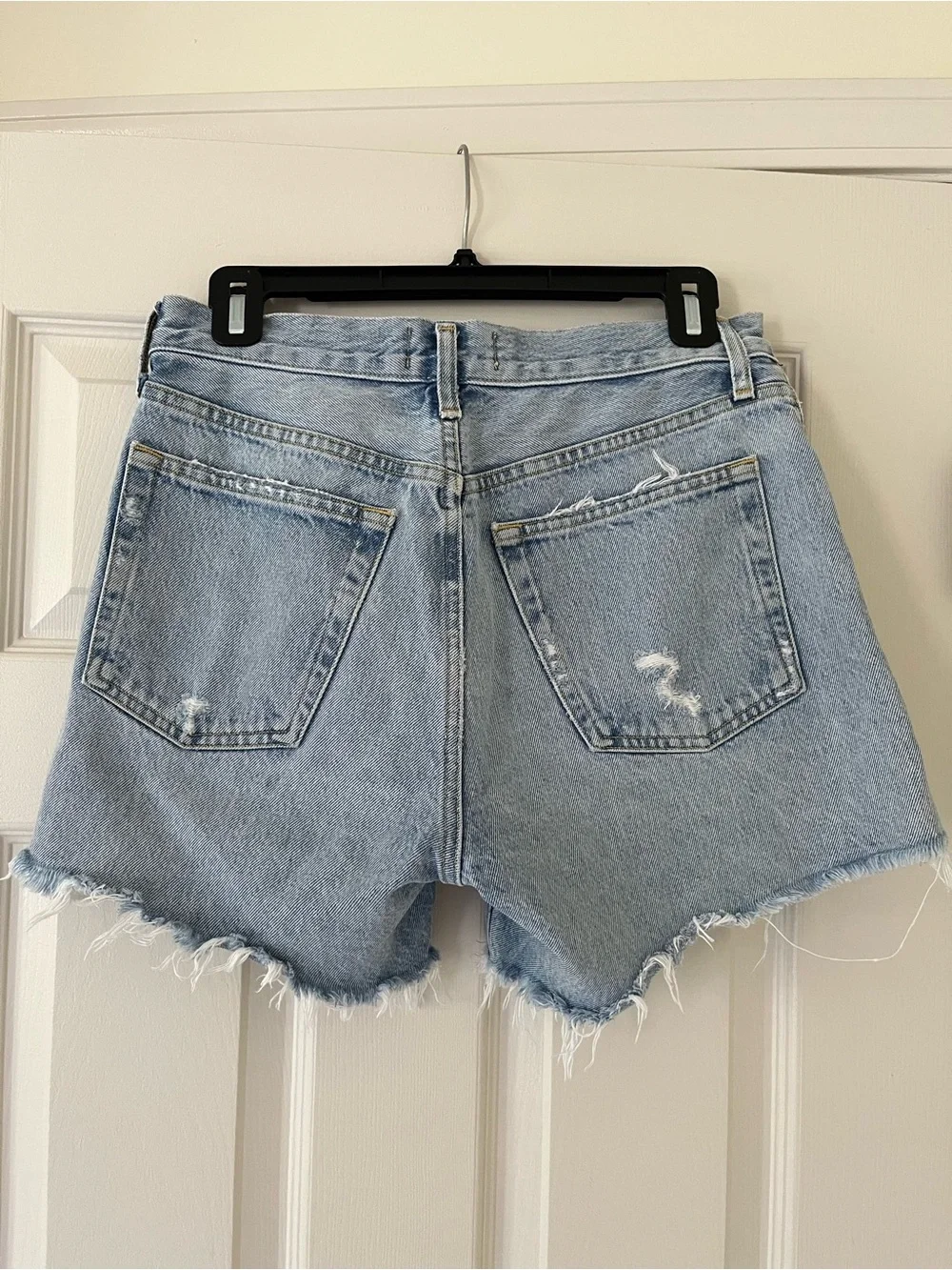 Agolde Parker Long High Waist Cutoff Denim Shorts, Swapmeet, Size 26 Light Wash